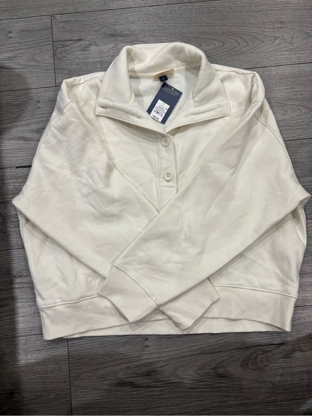 Target Cream Button-Front Mock Neck Sweater - Women